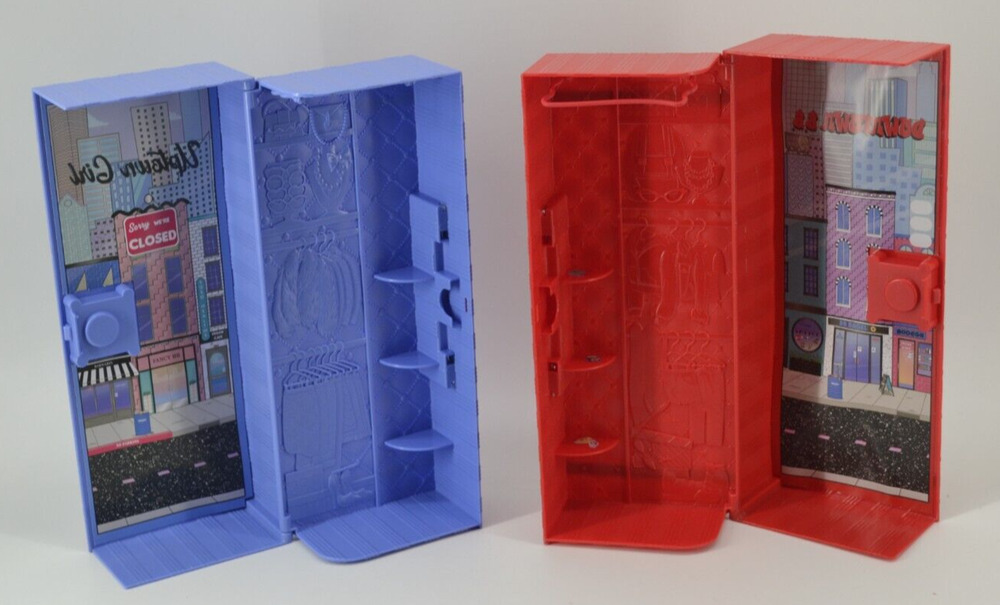 Set of 2 LOL Surprise OMG Doll Lockers Uptown Downtown Red Blue Closets Cases
